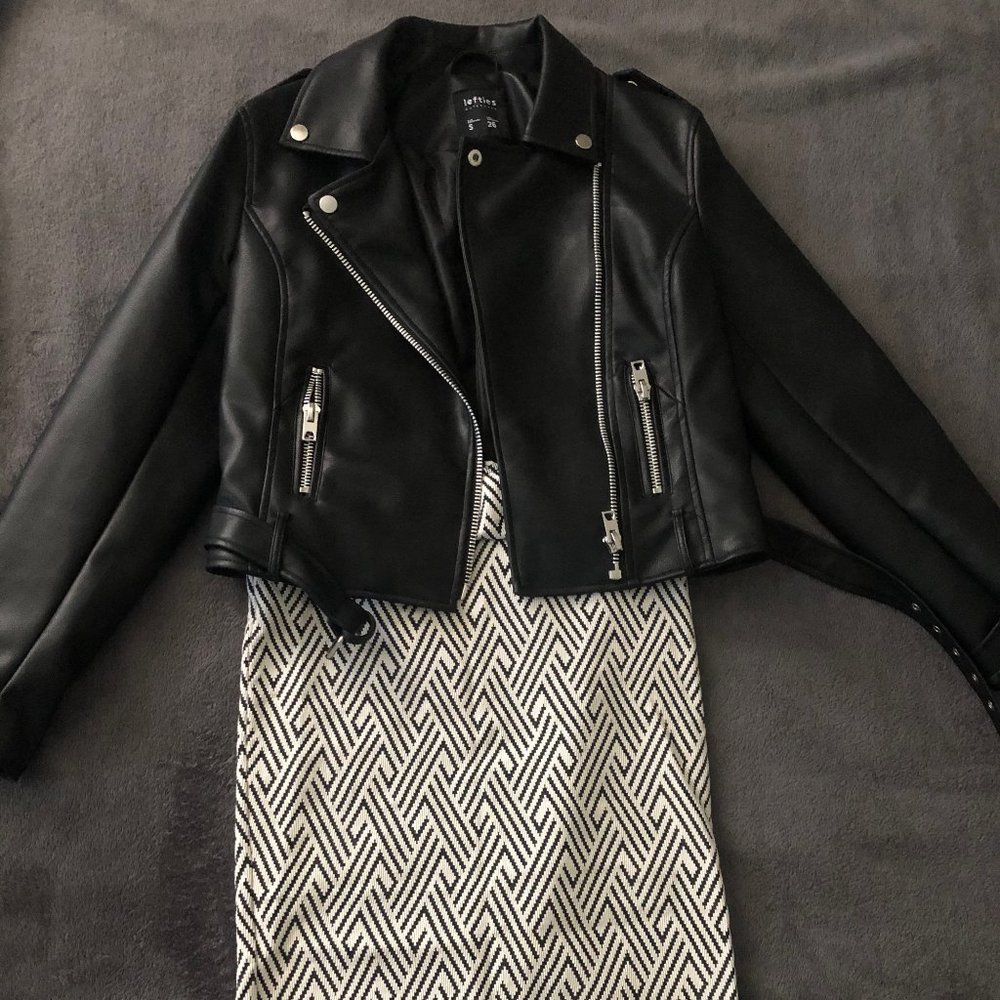 Black imitation leather jacket